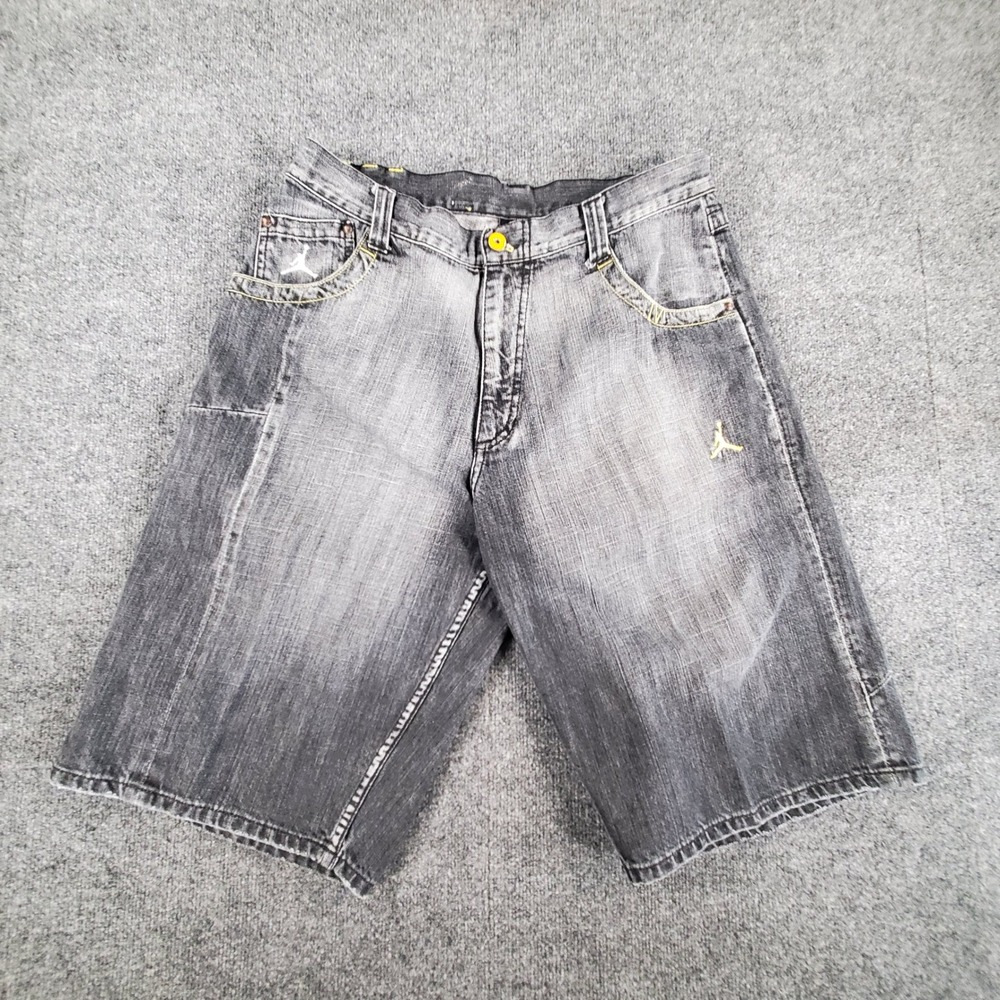 Air Jordan Shorts Mens 34 Denim Black Gray Jumpman Baggy Basketball U8HFG 129905